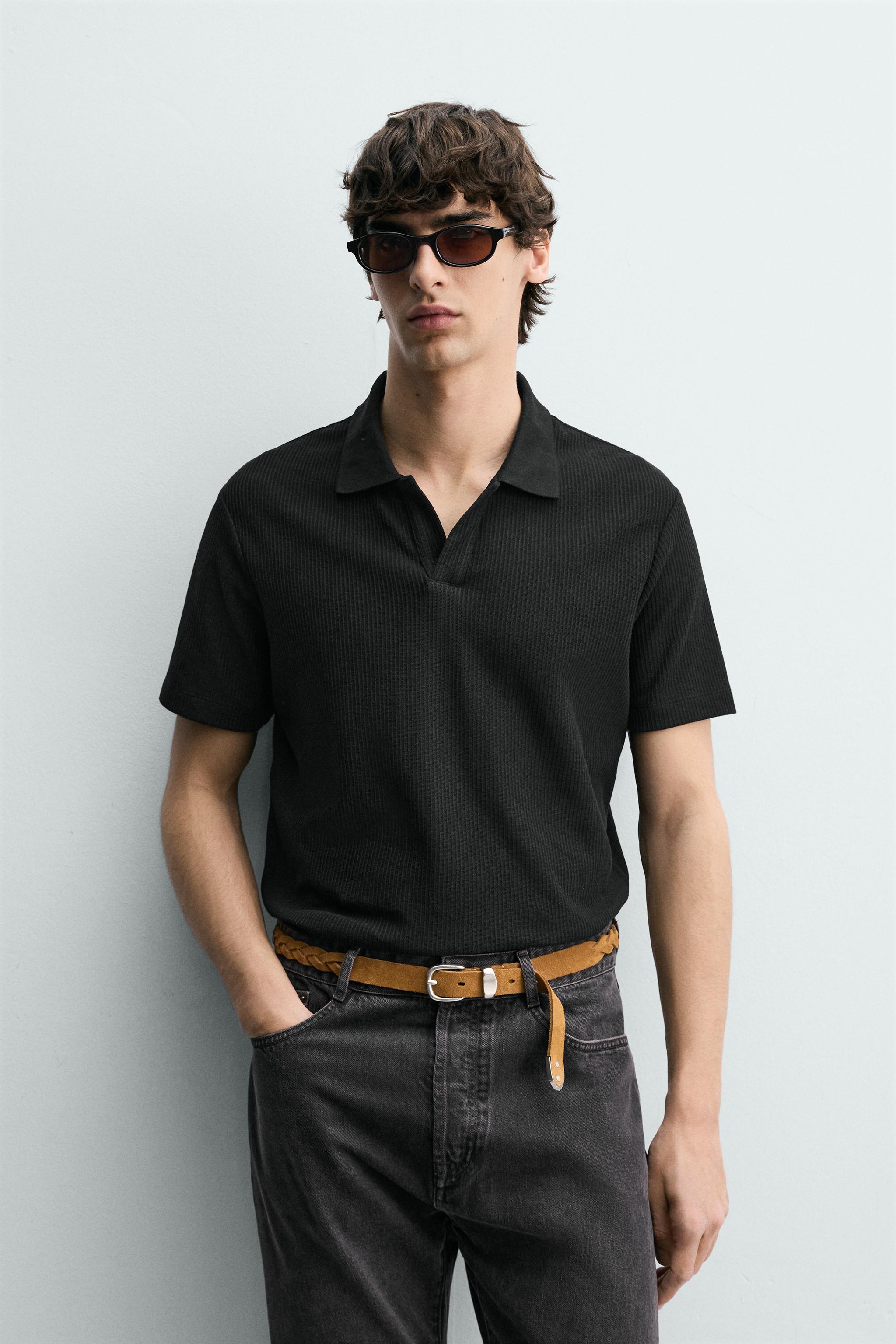 REGULAR FIT TEXTURED COTTON POLO